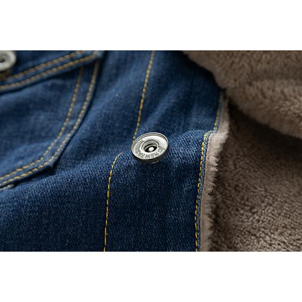 Mäns Fleecefodrad Jeansjacka Vinterjacka Dark Blue M