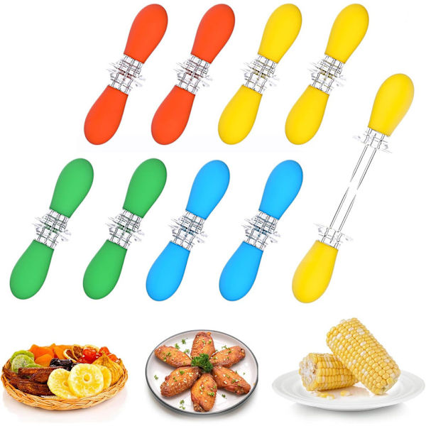 8 Par Cornholdere, Rustfrit Stål Corn Cob Holdere