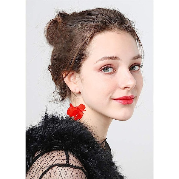 Boho Rose Petal Dangle Resin örhängen Red