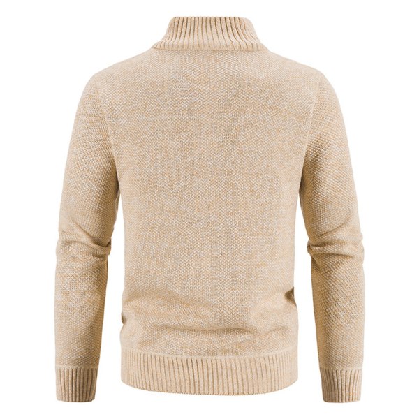 Hernesvekke Cardigan for Menn med Full Glidelås og Stående Krage Beige XXL