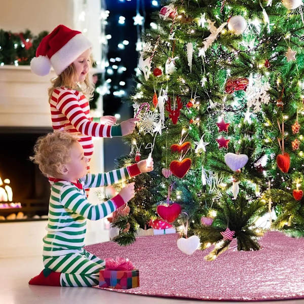 48 Tommer Sequin Dobbelt Træmåtte til Julepynt Pink