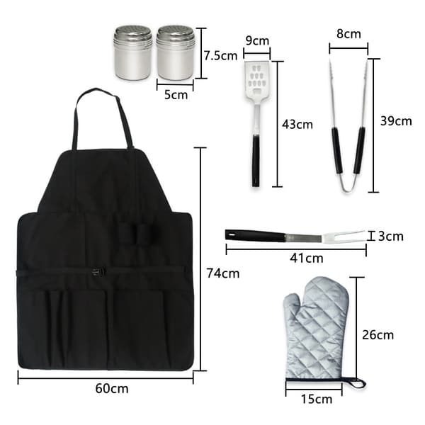 7 i 1 BBQ Grillverktyg Set Black