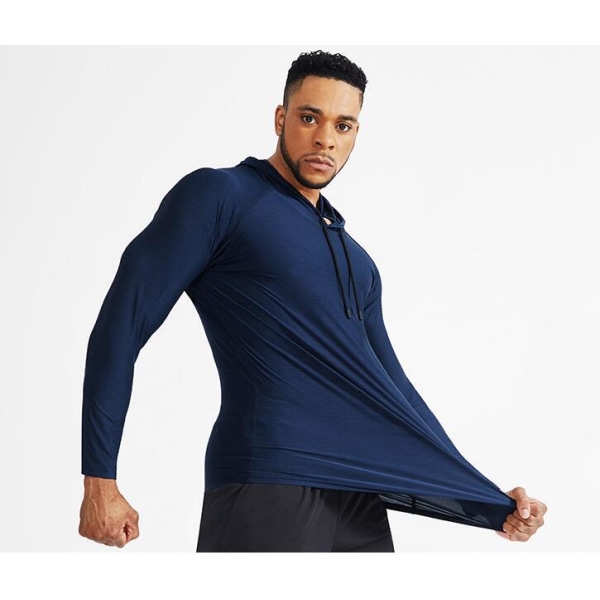Långärmad Dry Fit Athletic Workout Löpartröjor för män Navy blue M