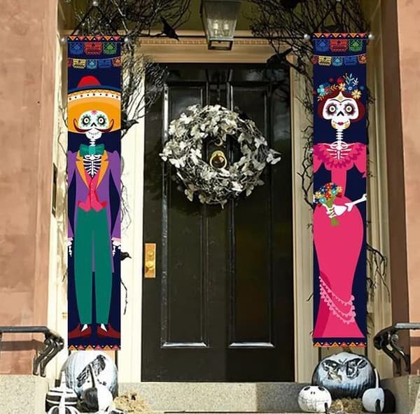 2 st Halloween Hängande Flaggor för Utomhusdekoration 30*180CM