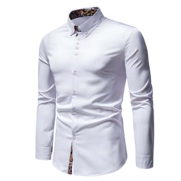 Formell långärmad skjorta för män white S