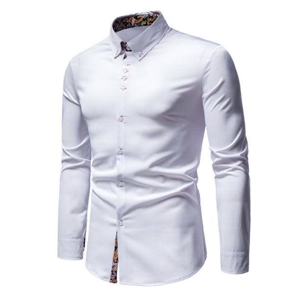 Formell långärmad skjorta för män white XL