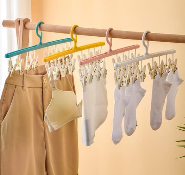 Bärbara Plaststrumpplintar med 8 Klämmor Yellow