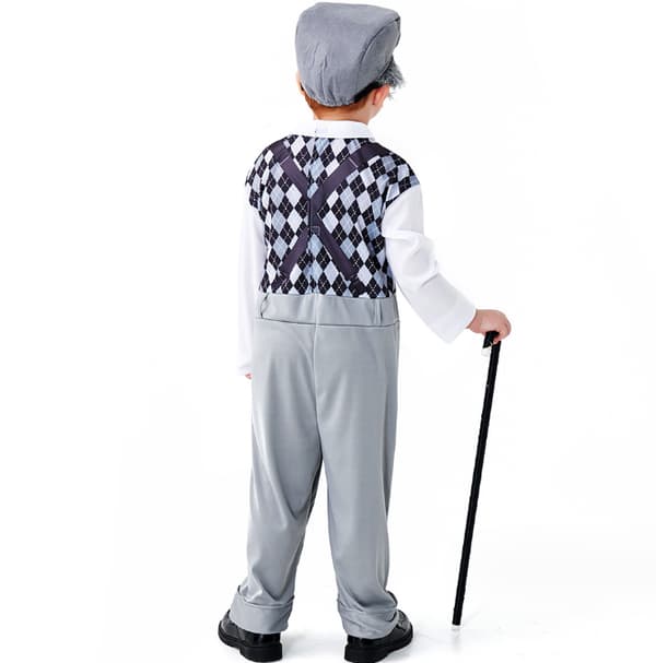100. koulupäivän Vanha Mies -asu Grey XS