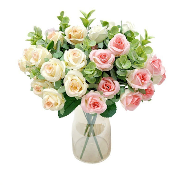 Simulering Rose 5 Branch Artificiell Rose Flower Red