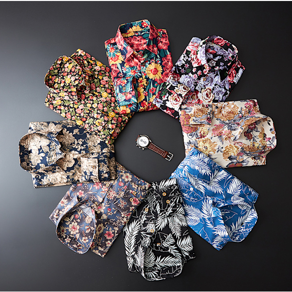 Herr Hawaiian Button Down blommönstrad skjorta color1 M
