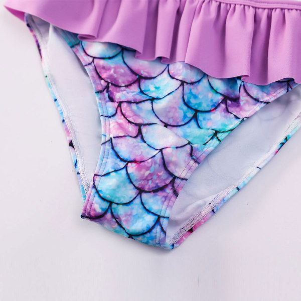 Jenter 2-delt Badedraktsett Langermet Utslettbeskyttelse Badeantrekk Purple 110