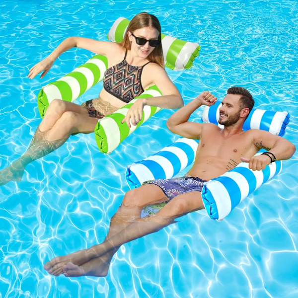 Uppblåsbara Poolflottar 4-i-1 Poolhängmatta, Portabel Flytande Stol Säng deep blue