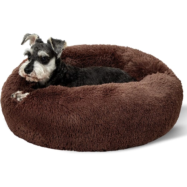 Rolig Hundebed for Små Hunder - Donut Vaskbar Lite Dyrebed Brown