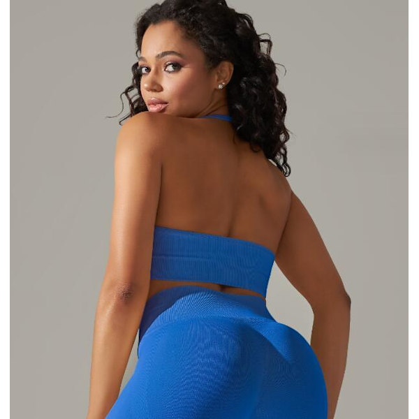 Solid Färgad Stretch Yoga Kläder Blue S
