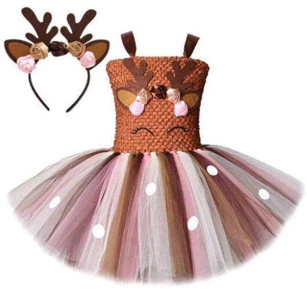 Julhjort Kostym Flickor Tutu Klänning 2-3Y