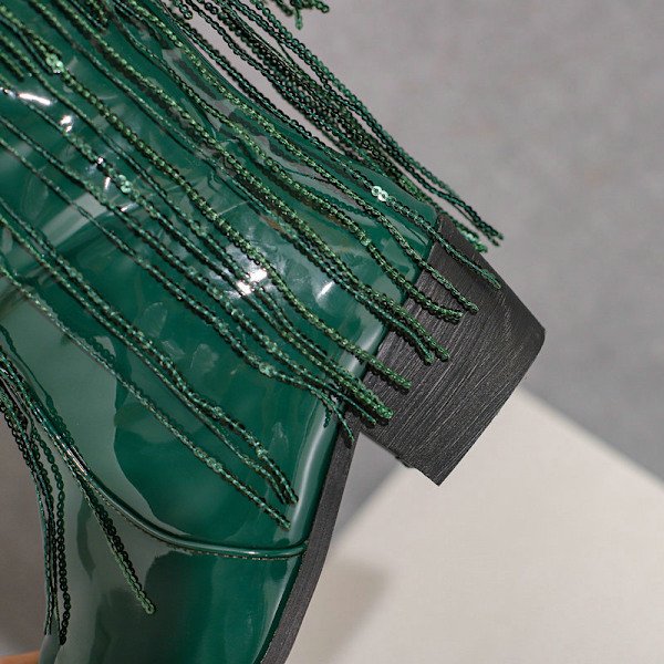Damer Fringe Metallic Cowboy Støvler Green 36