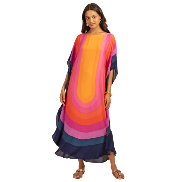 Kvindes Regnbue Plus Size Strand Skjortekjole Yellow