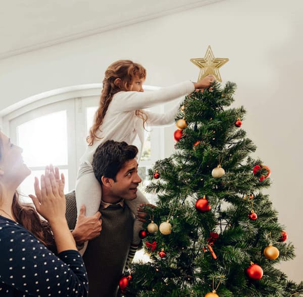 Christmas Tree Topper, Christmas Lights Tree Top gold