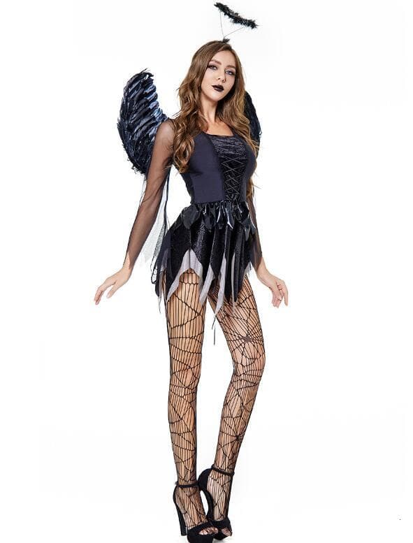 Damer Halloween Mørk Engel Uniform M