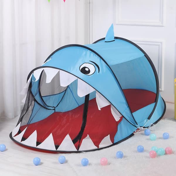 Hopfällbart Lektält för Barn, Inomhus Lekstuga Sharks