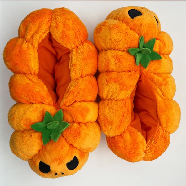 Plush Teddybjörn Tofflor för Kvinnor pumpkins