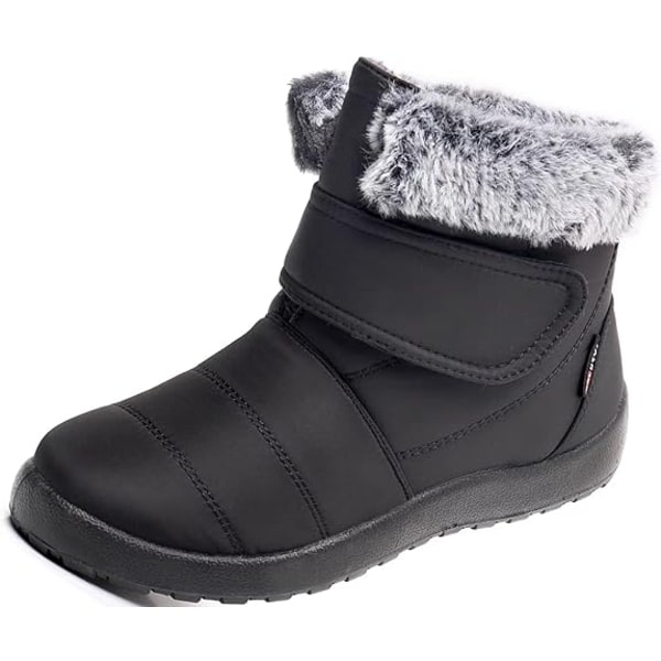 Damskor Snöskor Vinter Pälsfodrade Ankelboots Black 36