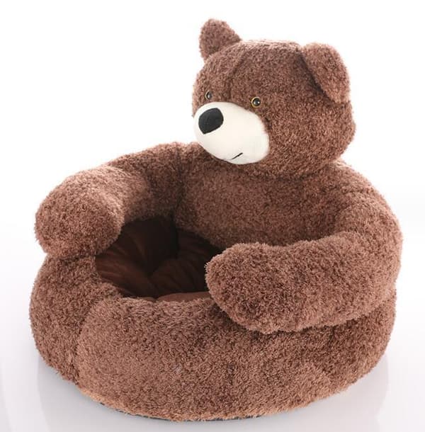 Bjørneformet Halvlukket Dyreseng Coffee 55CM