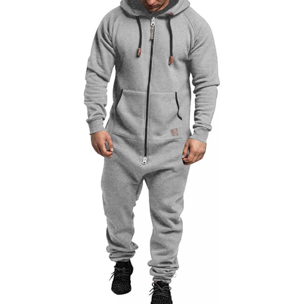 Men's Hooded Jumpsuit Zip Up One Piece Pajamas Playsuit