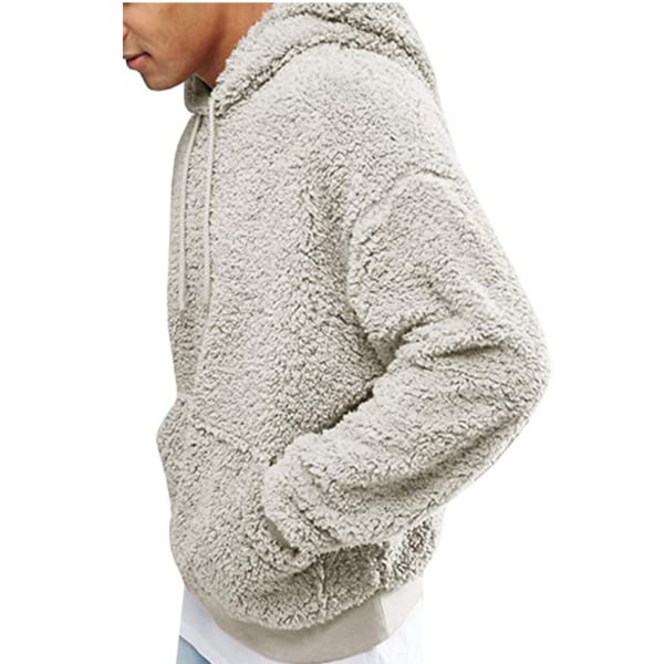 Fuzzy Hoodie Sweatshirt herr Mjuk fleecejacka grey L