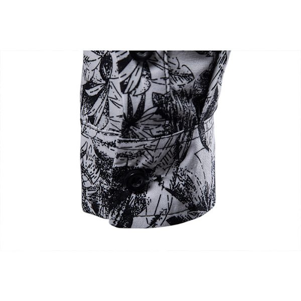 Hettegenser med knapper og trykt krage for menn, lang erme White XL