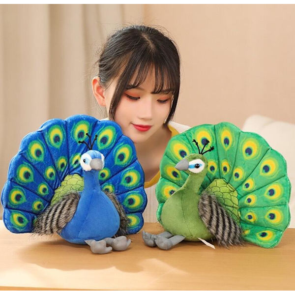25*30CM Ihastuttavat eläintarhan muistot Peacock Ppen Tail -koristeet nukkeja green
