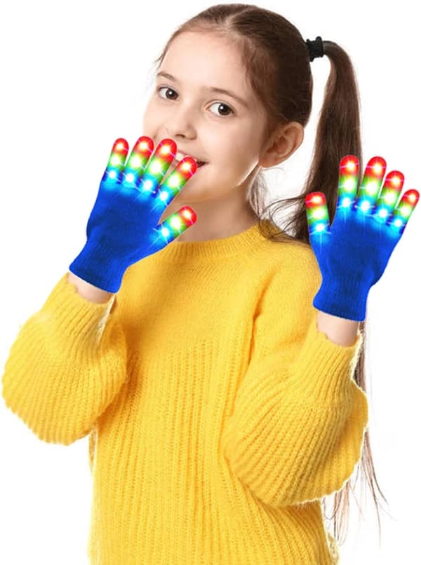 LED-lysende Rave-leker, Glow Finger-hansker for barn Blue