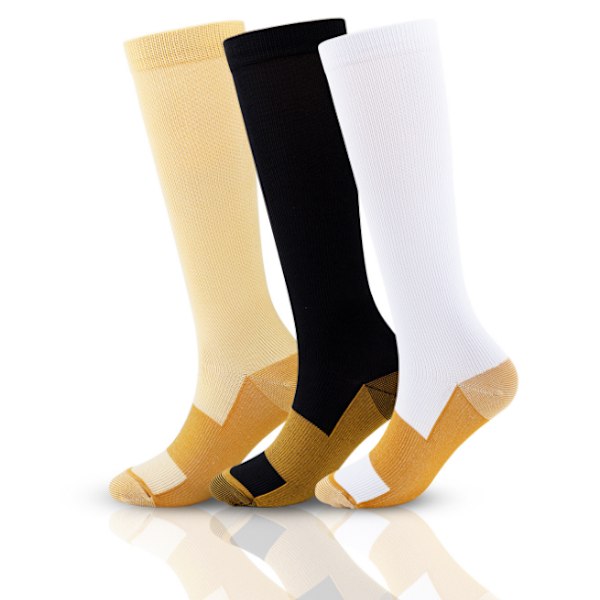 3st Kopparkompressionsstrumpor för män Cirkulation yellow XL