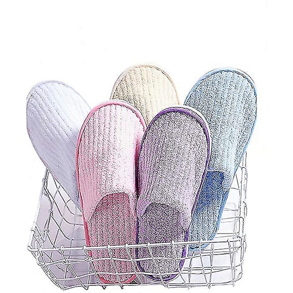 6 par engångstofflor för gäster, hotell, spa pink