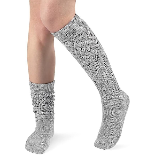 Slouch Strumpor För Dam, Mjuk Extra Lång Scrunch Knähög strumpa,bomull Stickade Strumpor Höst Vinter Stövelstrumpor För Dam Flickor, One Size Gray
