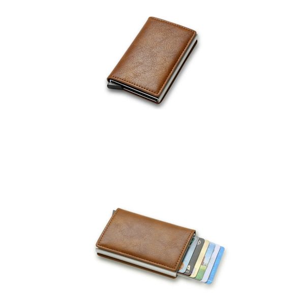 Smal minimalistisk metallplånbok med RFID-blockerande stöldskydd Brun Brown brown