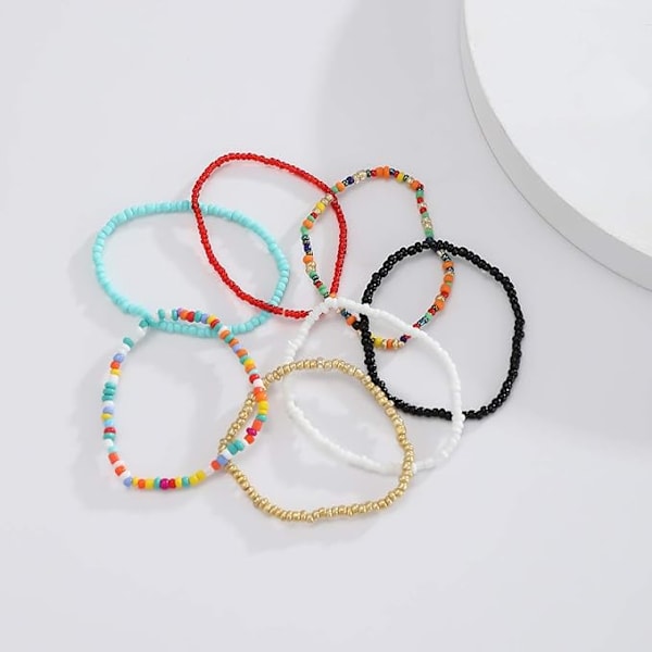 Färgglada pärlarmband för kvinnor Bohemian Stackable Stretch Br