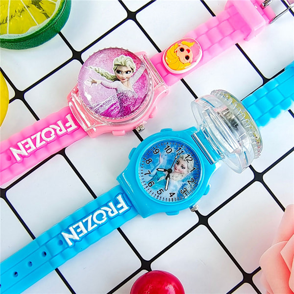 Kids Frozen Elsa Watch Princess Barn Söta tecknade presenter för barn Pink
