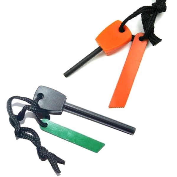 2-pack tändstål för friluftsliv, camping, överlevnad, jakt, flinta M green