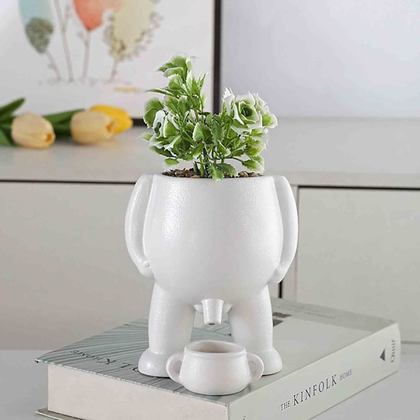 Rolig urinväxtkruka, urinal, blomkruka prydnad, hem trädgård design dekoration, blomkruka White without plant
