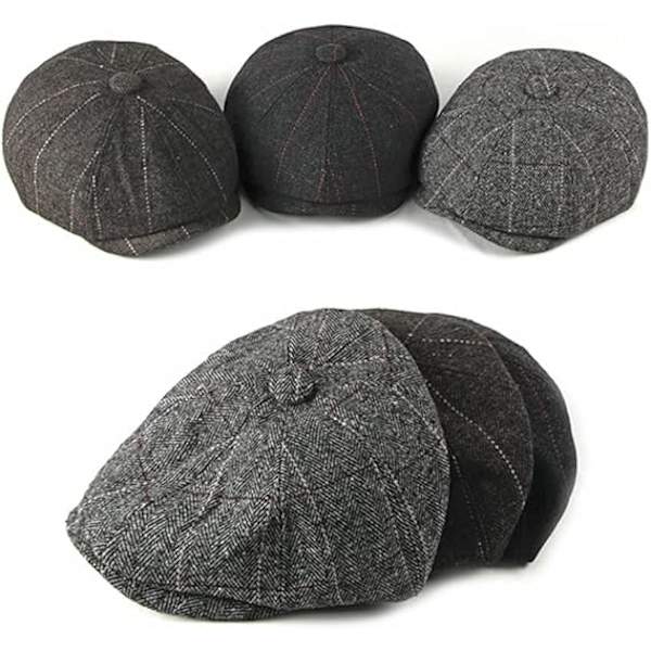 Nyhetspojke keps Justerbar Herringbone Baker Boy Flat Kepsar Skyddsmössa Tyg keps för män