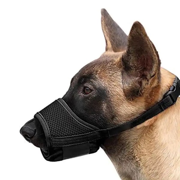 Hundmunstycke, Mjukt nylon Anti Biting Skällande Tuggande, Luftnät Mesh Drickbar Justerbar Slinga Husdjur Munstycke, 4 färger 6 storlekar, Svart, XXL