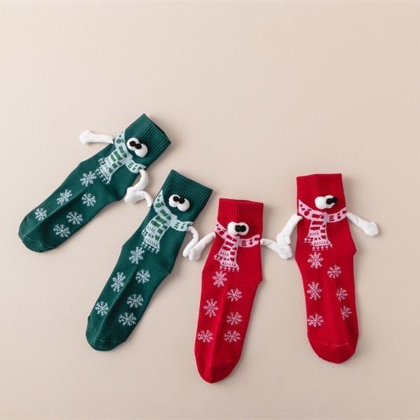 2 par magnetiska handjulstrumpor, neutrala och roliga hand i hand strumpor, nya söta julstrumpor, julklappar, strumpor, parpresenter