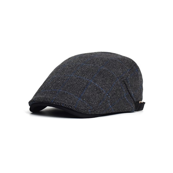 Höst & Vinter Casual Mode Rutig Anka Tongue Hat Rutig Framåt Hat Herr Tidning Pojke Flat Hat Basker Flat Hat - Ullfilt Mode Retro Brittisk Hat black