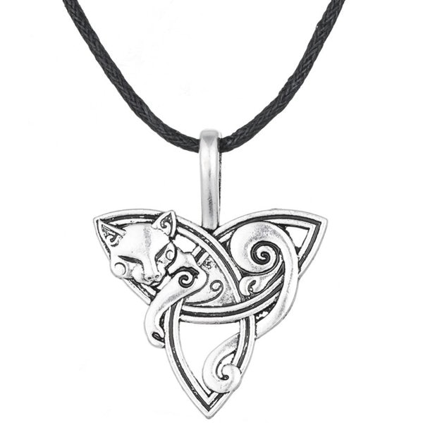 Halsband med Keltisk Symbol - Räv/Katt - Wicca, Pagan, Mytologi, Amulett silver
