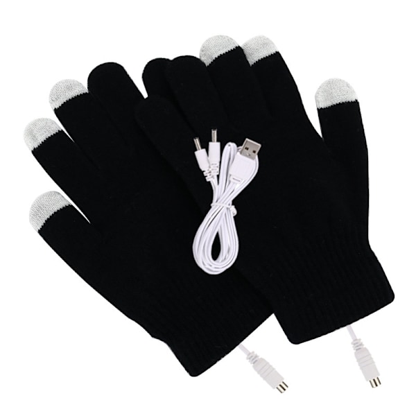 Vinter Varma USB Uppvärmda Handskar Varm Temperatur Touch Handskar Black