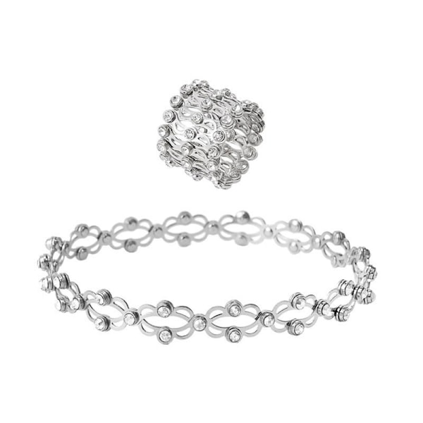 Lymfatisk terapi armband, justerbar magnetfältsterapitransformationsarmbandring White Diamonds