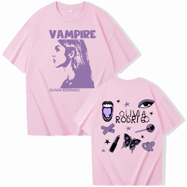 Guts Olivia Rodrigo kortärmad T-shirt för kvinnor rosa S pink