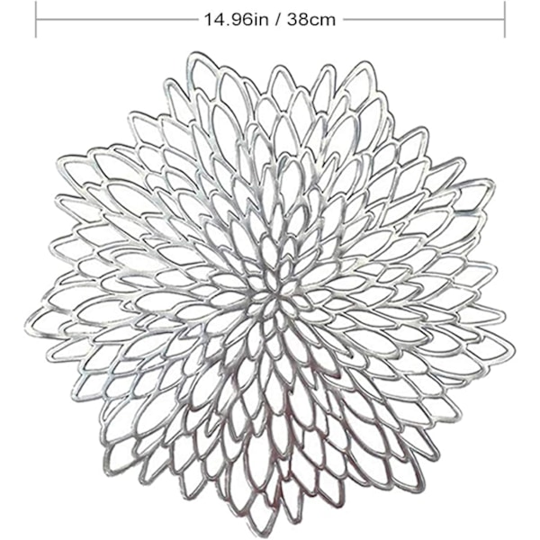 4-pack Silver Underlägg, Ihåliga Runda Underlägg, Cirkulära Isolerade Bordstabletter, Dekorativa Mattor för Hemmatbord