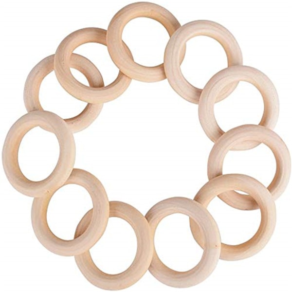 20 st träringar, träring för pyssel DIY hantverksring Träfärg träring trä ring DIY-tillbehör hängande ring handväska lås gardiner träring (70 mm)